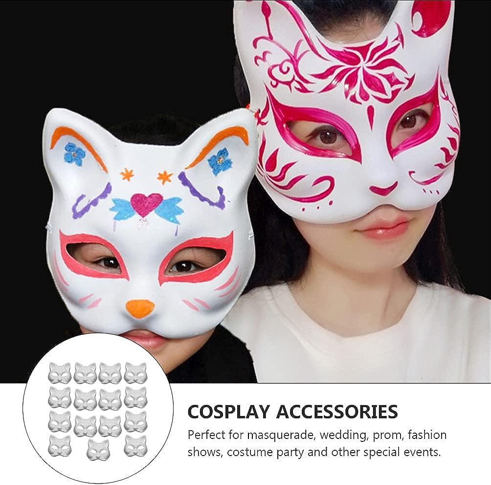 5Pcs Masks Blank Cat Mask DIY White Plain Party Cosplay Painting