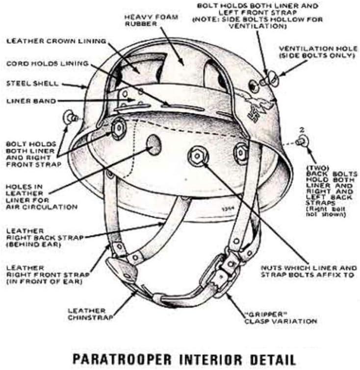 WWII Germany M38 Steel Paratrooper Helmet with Leather Liner Authentic  Reproduction of War Time Original German Fallschirmjger Helmet