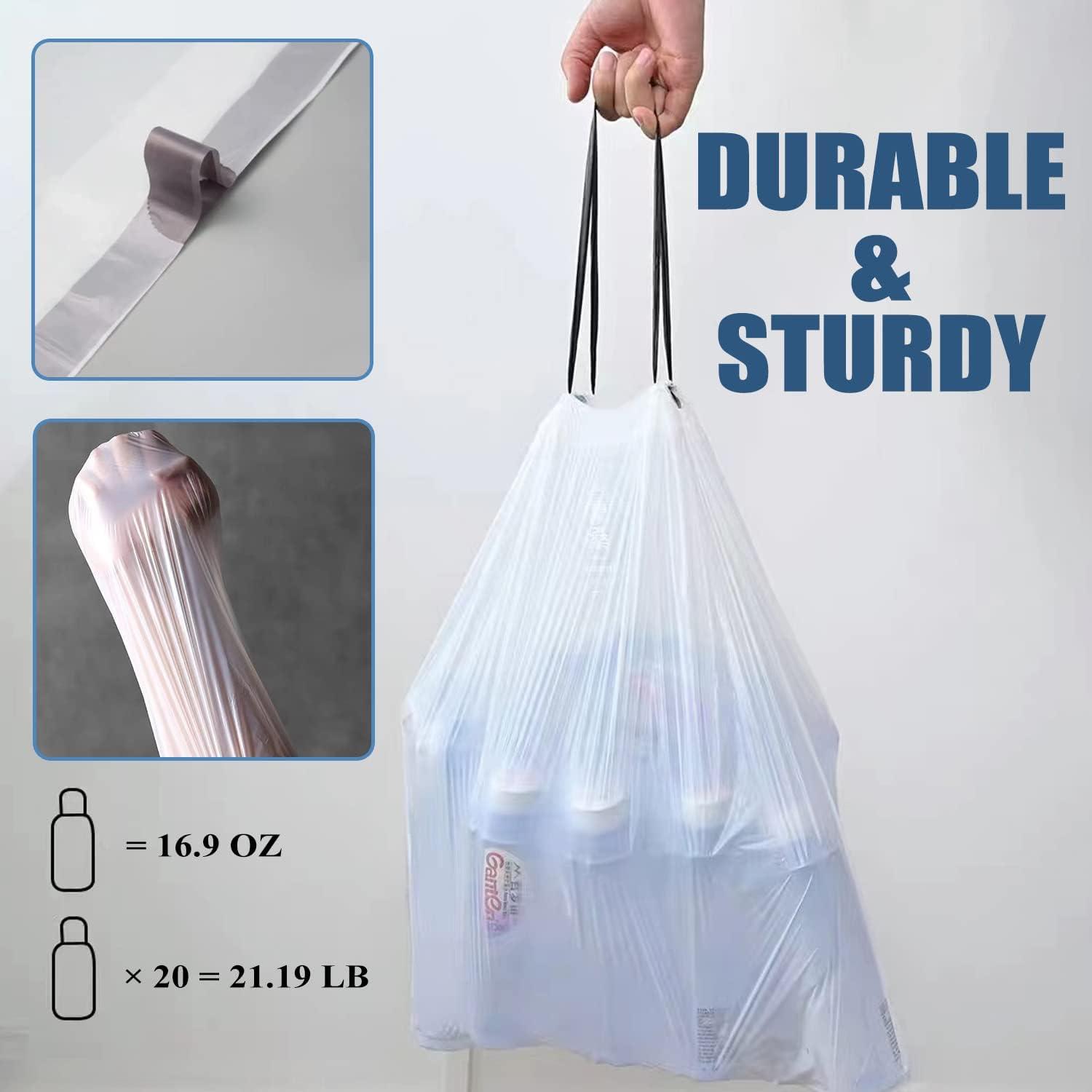 4 Gallon Small White Strong Drawstring Trash Bag/Rubbish Bags