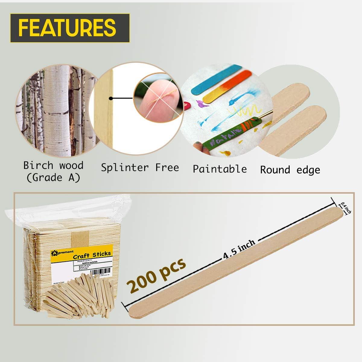 100 Piece Large Jumbo Wooden Craft Sticks (6 x 3/4) Premium Natural Organic  Wood for Waxing Craft Project Tongue Depressor Popsicle Ice Cream Stick  Woodcraft Paint Stirrer and Art - Apremont