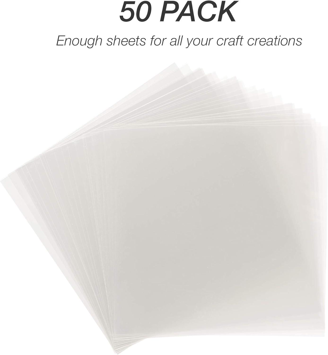  Samsill 50 Pack 12x12 .007 Clear Craft Plastic Sheets  Compatible with Cricut, Stencils, Cards, Journals, Crafts, 3D  Embellishments, Acetate Sheets for Crafts, Plastic Sheet .007