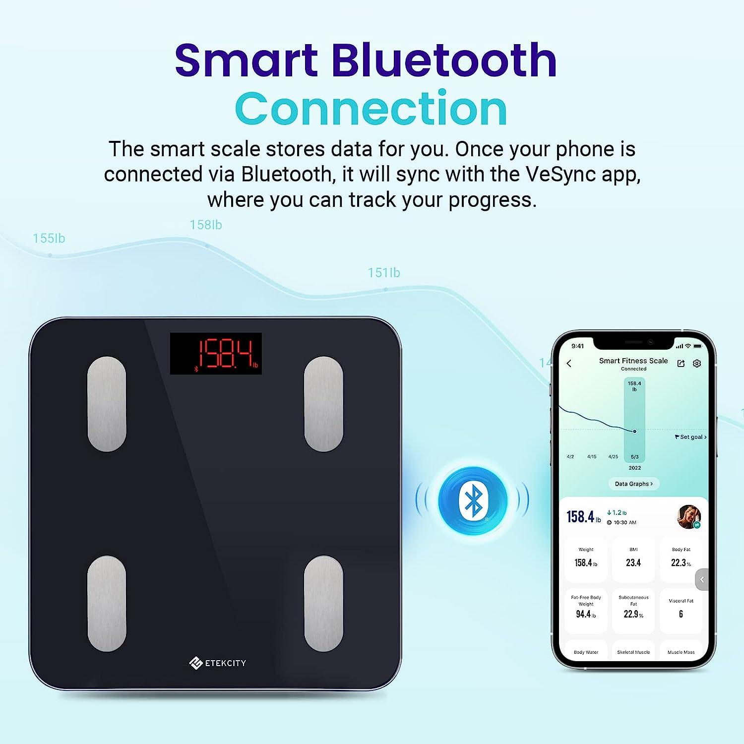 Etekcity Smart Scale for Body Weight, Digital Bathroom Weighing Machine for  Fat Percentage BMI Muscle, Accurate
