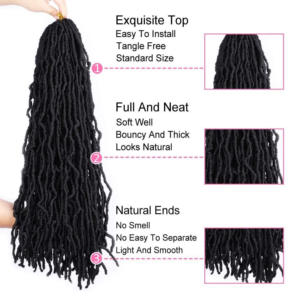 WECAN 18 inch Soft Locs Crochet Hair 7 Packs New Faux Locs Crochet Hair for  Women Pre Looped Goddess Locs Crochet Hair Braids Synthetic Hair Extensions  #1B 18 Inch (Pack of 7)