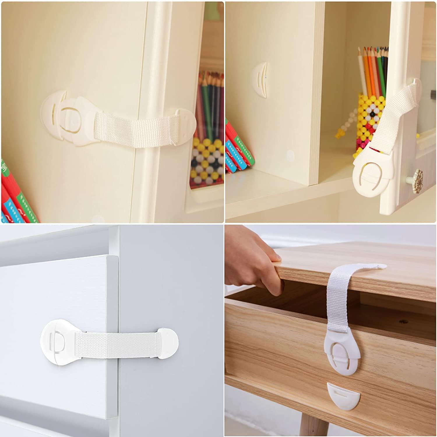 Child Safety Strap Locks (4 Pack) for Fridge, Cabinets, Drawers,  Dishwasher, Toilet, 3M Adhesive No Drilling - b…
