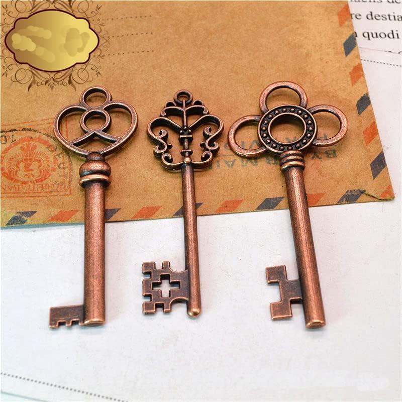 Wedding Key Favors . Heart Skeleton Key . heart key . brass key charm .  shabby chic key . large key . metal key charm