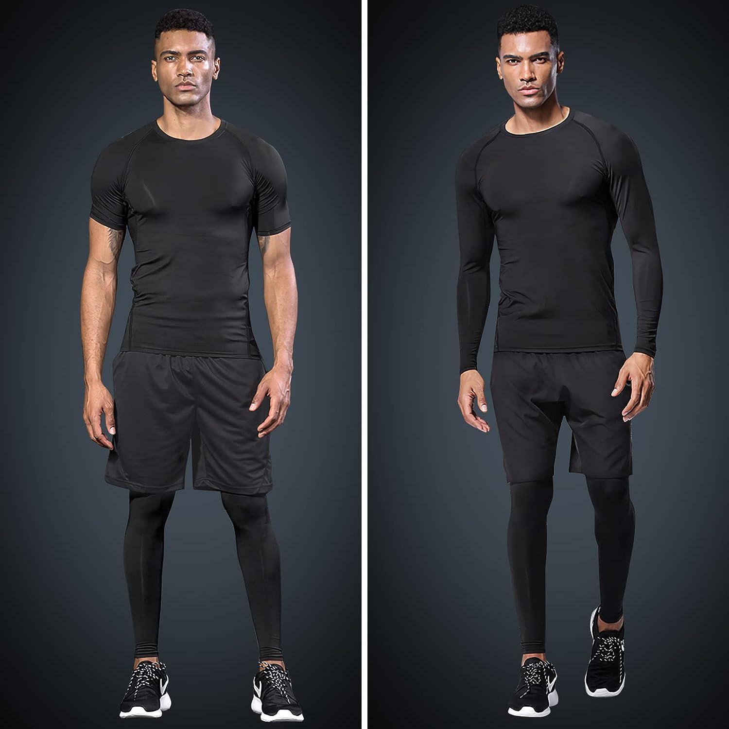 Gym Exercise Fitness Clothing for Men's Compression Sportswear Suits Black  Running Tracksuit Set Jogging Training Tights Dry Fit