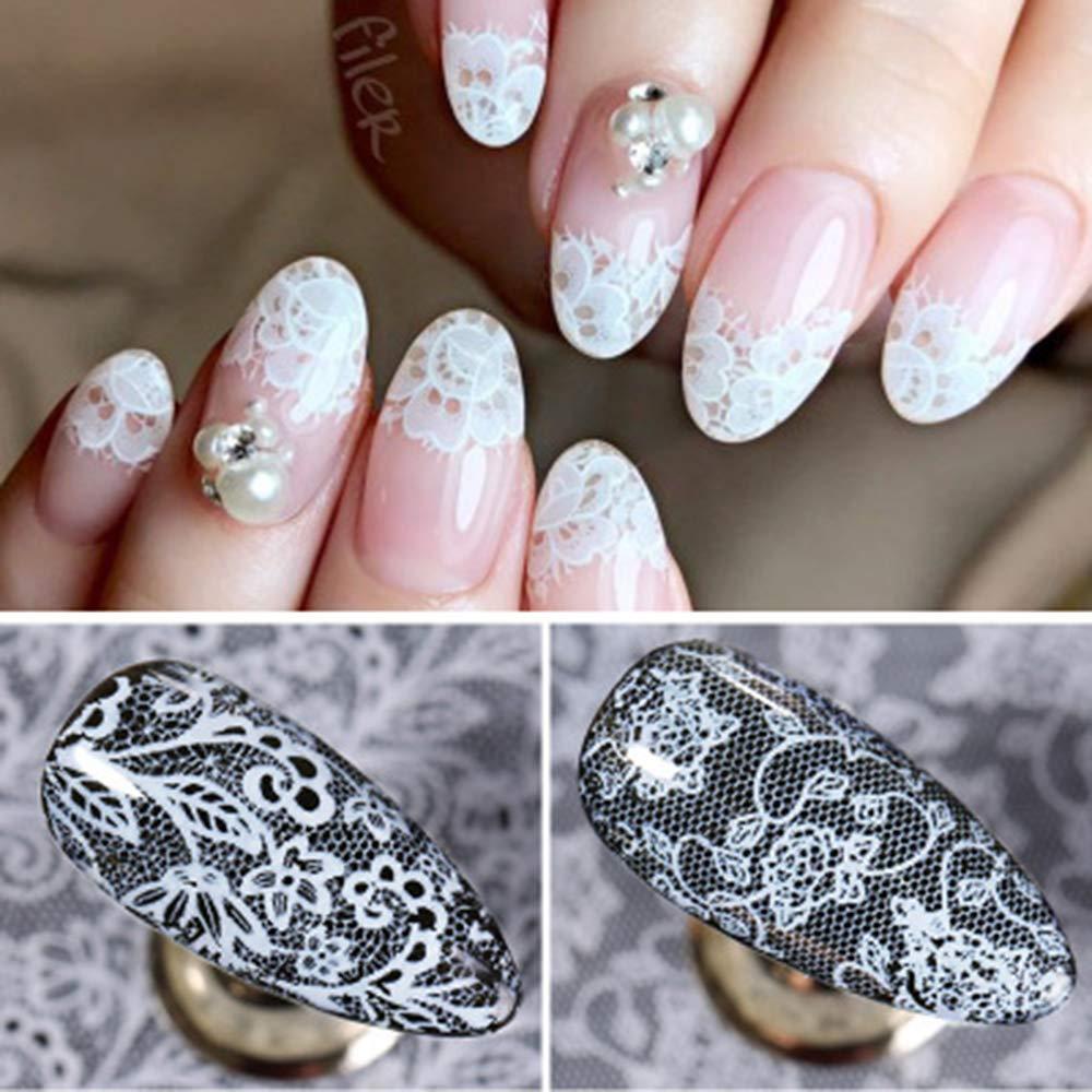 Lace Nail Foils Black White Flower Nail Art Foil Transfer Stickers Designer  Nail Foils Nail Art Supplies DIY Nail Art Foil Designs Flowers Nail Decals