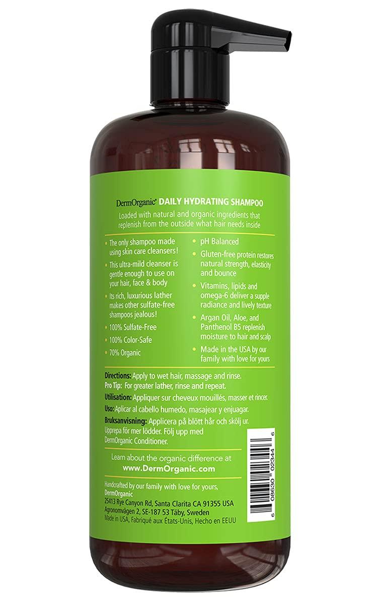 DermOrganic Daily Hydrating Shampoo with 33.8 Sulfate-Free - 33.8 May Vary) Oz Color-Safe, & Oil fl.oz. Argan Fl (Packaging