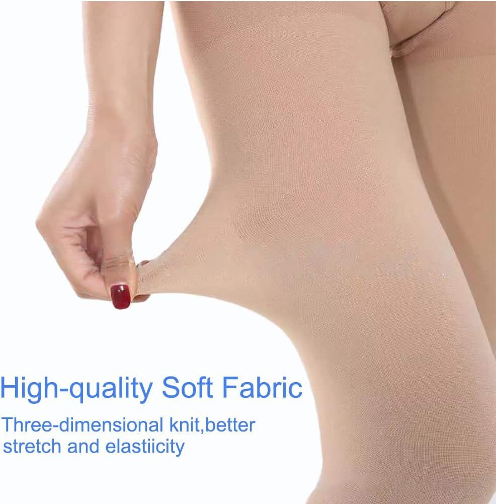 GLEMOSSLY Medical Compression Pantyhose for Women & Men,Open Toe,Firm Support  Hose 20-30 mmHg Graduated Compression Hose Tights for Swelling Edema  Varicose Veins Open Toe Beige Large
