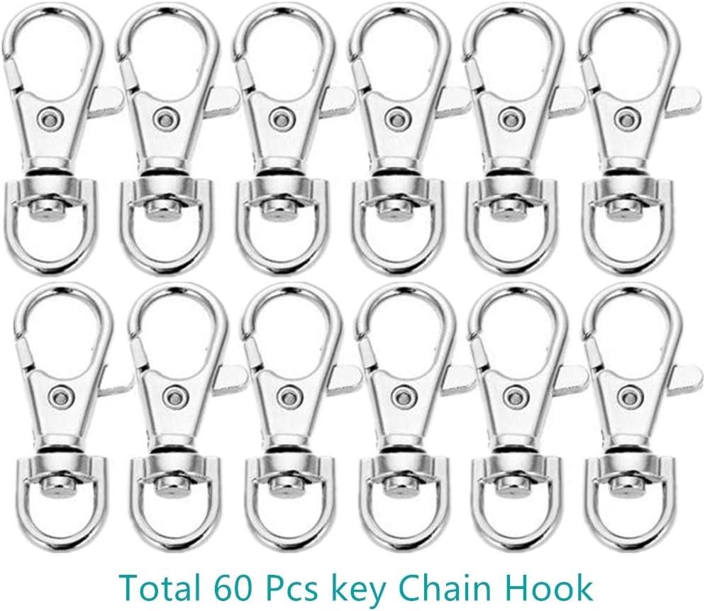 IPXEAD 120pcs Premium Swivel Lanyard Snap Hook with Key Rings Metal Hooks Keychain Hooks for Lanyard Key Rings Crafting