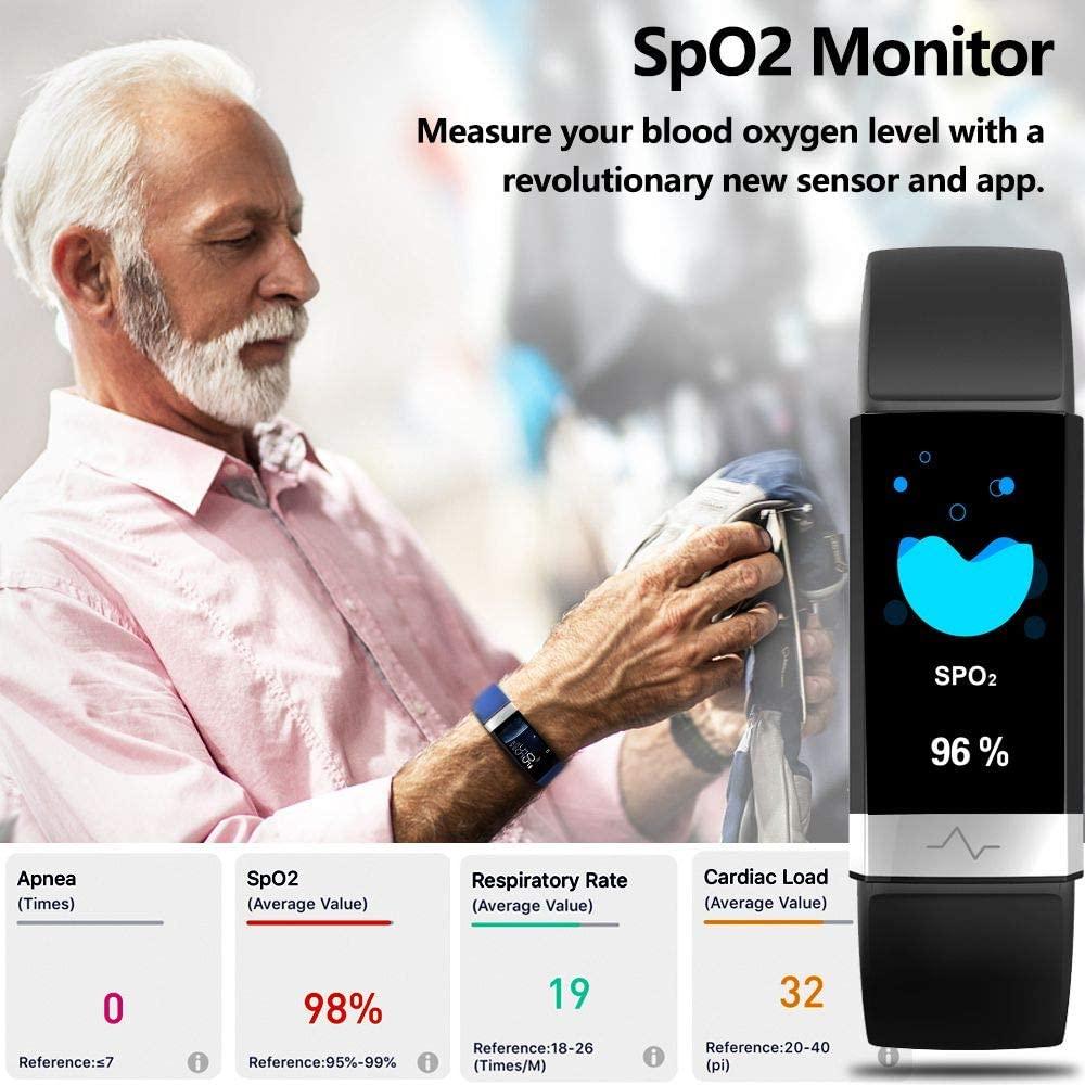 MorePro Fitness Activity Tracker Heart Rate Blood Pressure Monitor, IP68 Wateproof Smart Watch with Blood Oxygen HRV Health Sleep Tracking, Smartwatch Calorie Counter Pedometer for Women Black