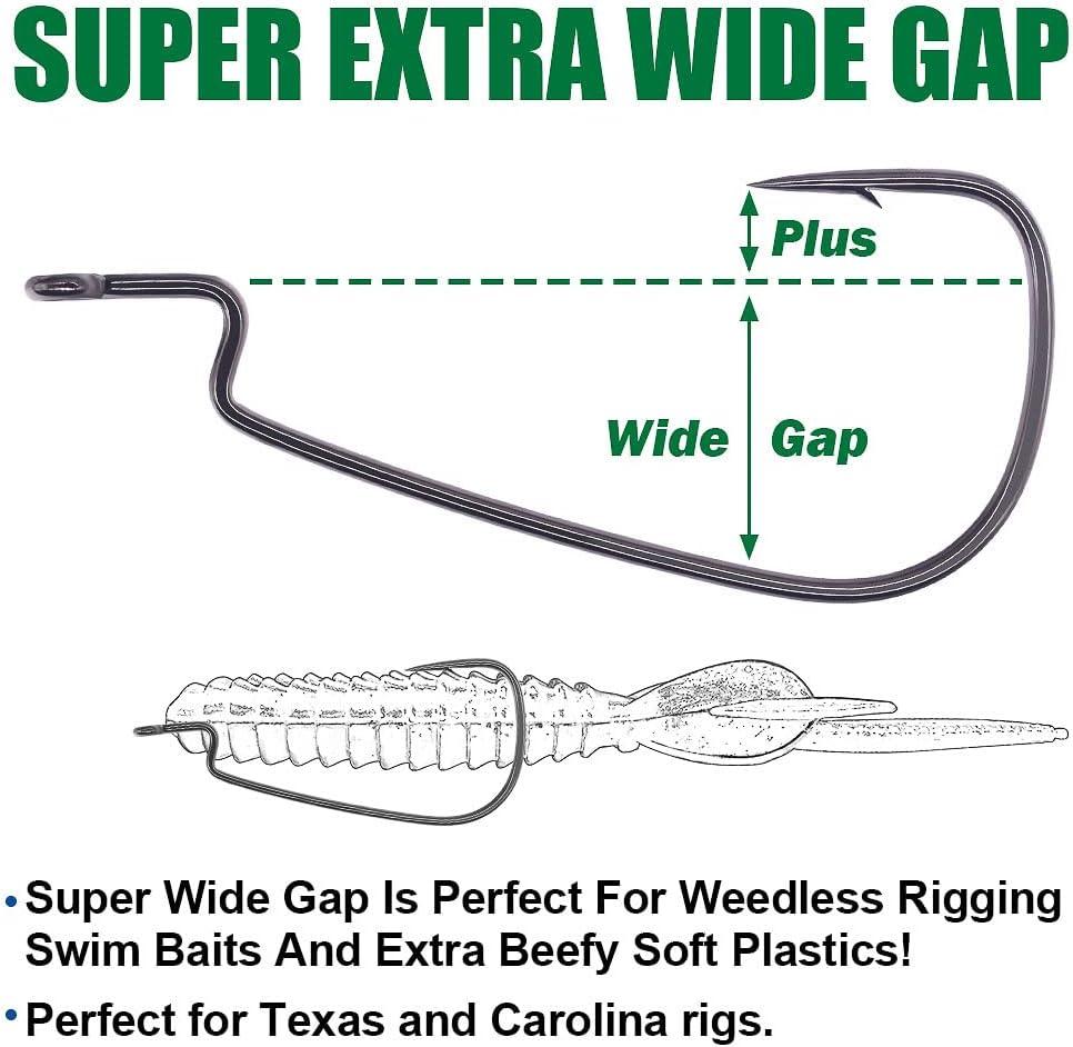 Ewg-Hooks-for-Bass-Fishing-Texas-Rig-Hooks-Offset-Extra-Wide-Gap-Plastic-Worm-Hook  Set Freshwater Bass Rubber Worms Bulk Big Fish Swim Bait Lures Hook