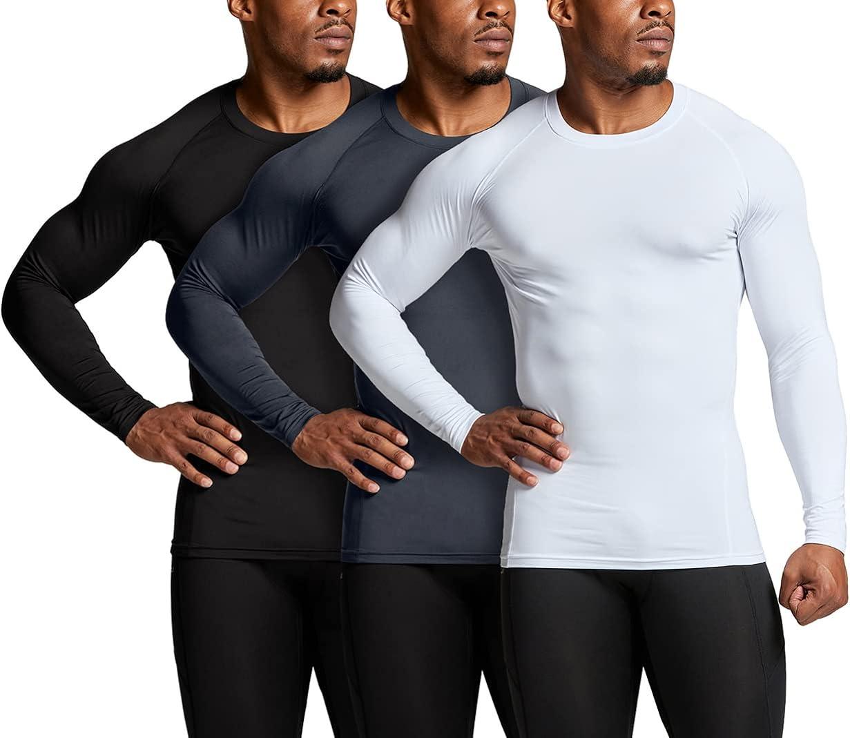  4 Pack Womens Compression Shirt Long Sleeve Performance  Workout Baselayer Athletic Top Sports Gear-Black/Black/White/White Medium