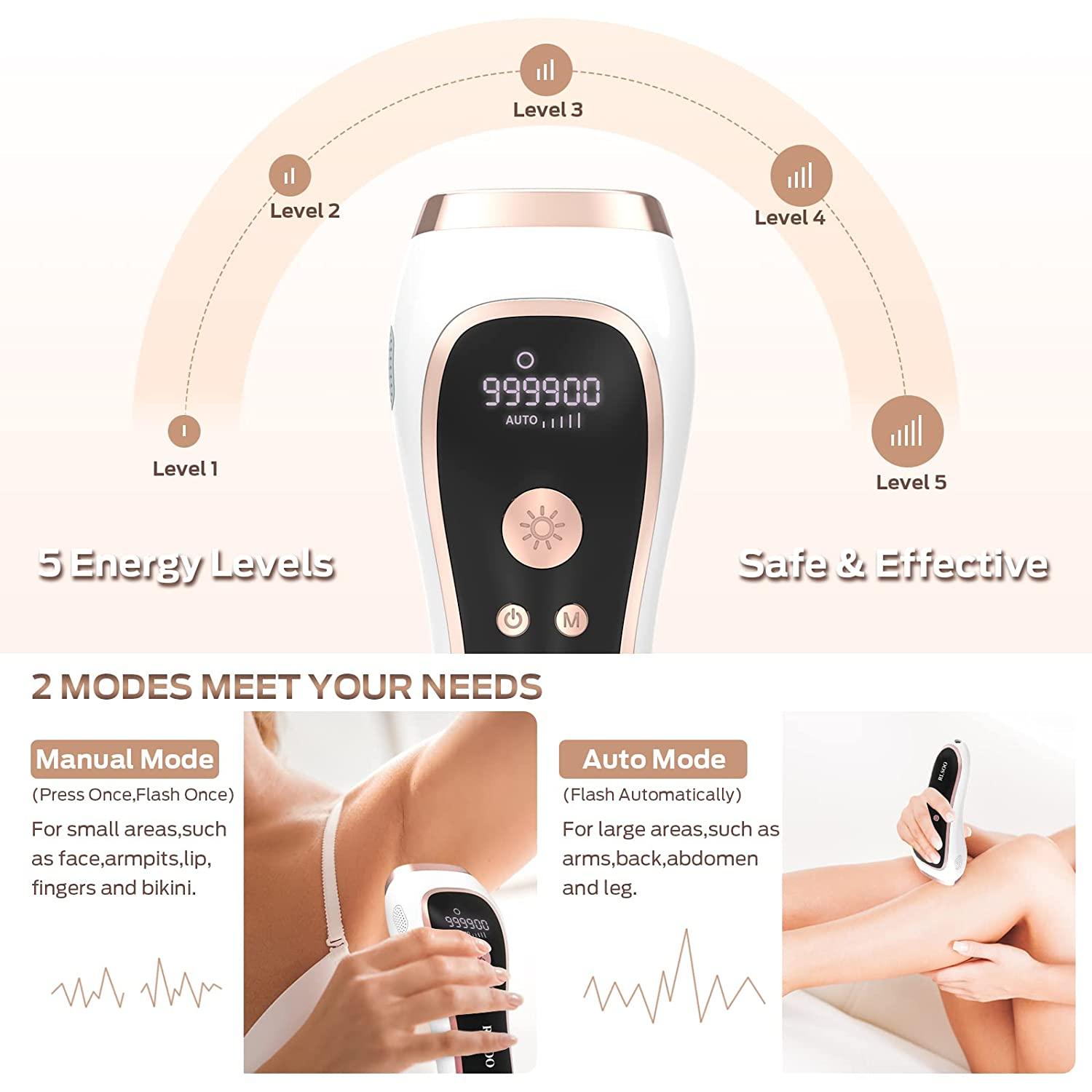 NEXPURE Laser Hair Removal for Women and Men Permanent IPL Hair Removal  at-Home 999,999 Flashes Painless Hair Remover on Armpits Back Legs Arms  Face