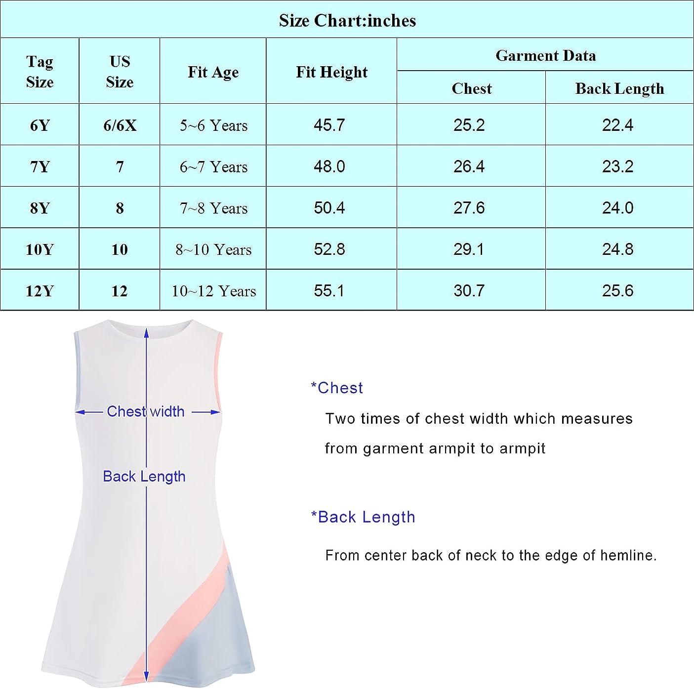 Youth Girls Tennis Dresses Golf Sleeveless Outfit School Sports Dress with  Shorts