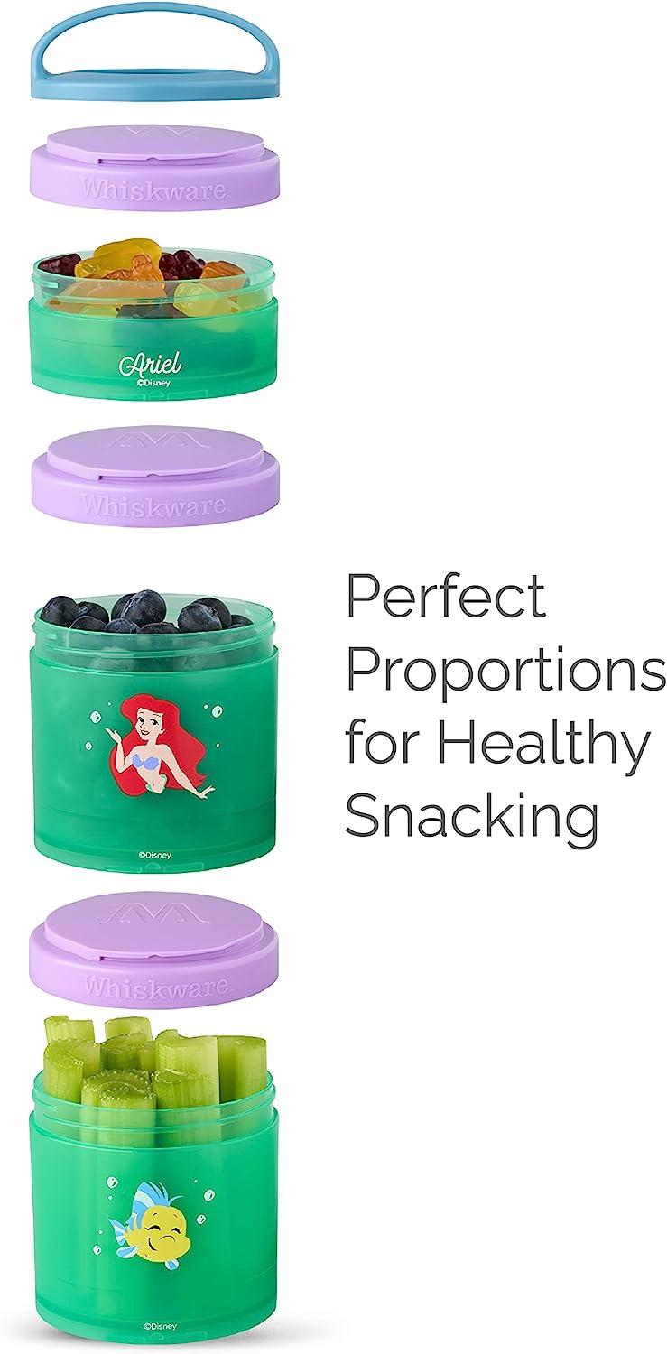 Whiskware Disney Stackable Snack Containers for Kids and Toddlers 3 Stackable  Snack Cups for School and Travel Jasmine and Magic Carpet 1/3 cup+1 cup+1  cup Jasmine