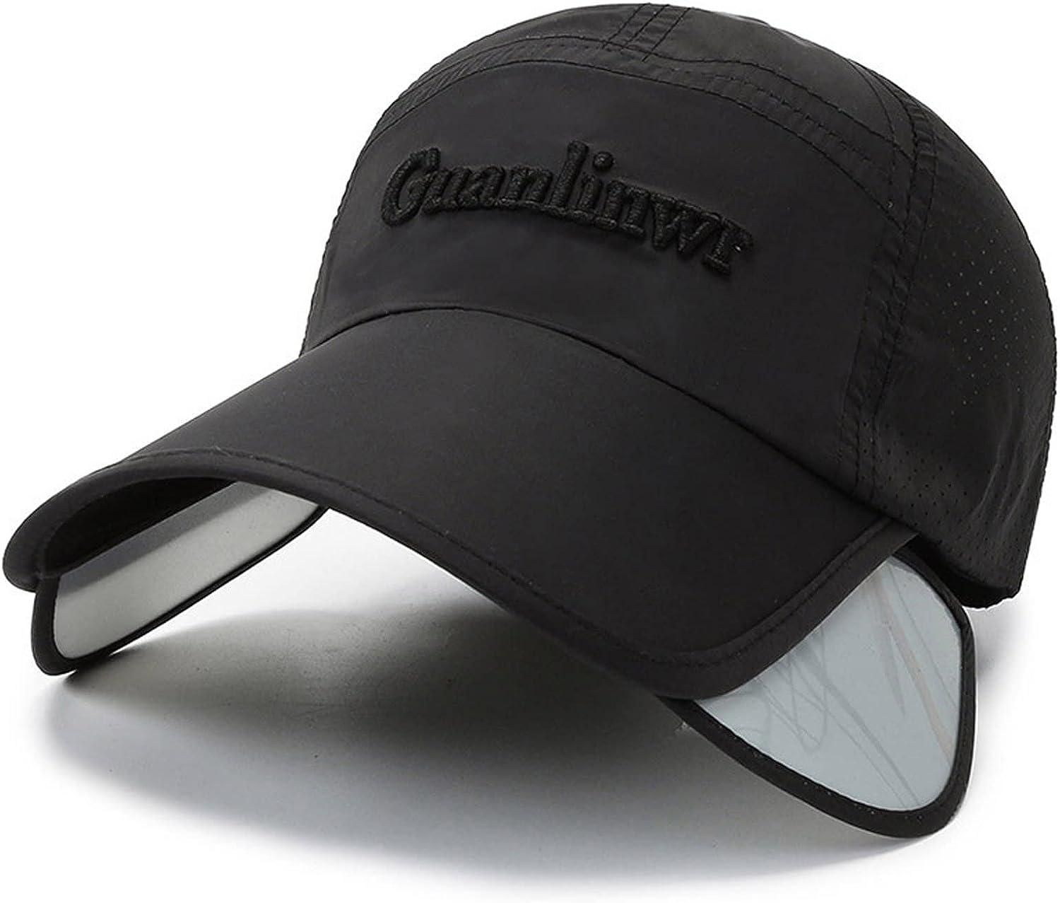Mesh Baseball Caps for Men Women Retractable Brim Sun Visor Hats Letter  Logo Embroidered Adjustable Travel Sport Dad Hat 11-black One Size