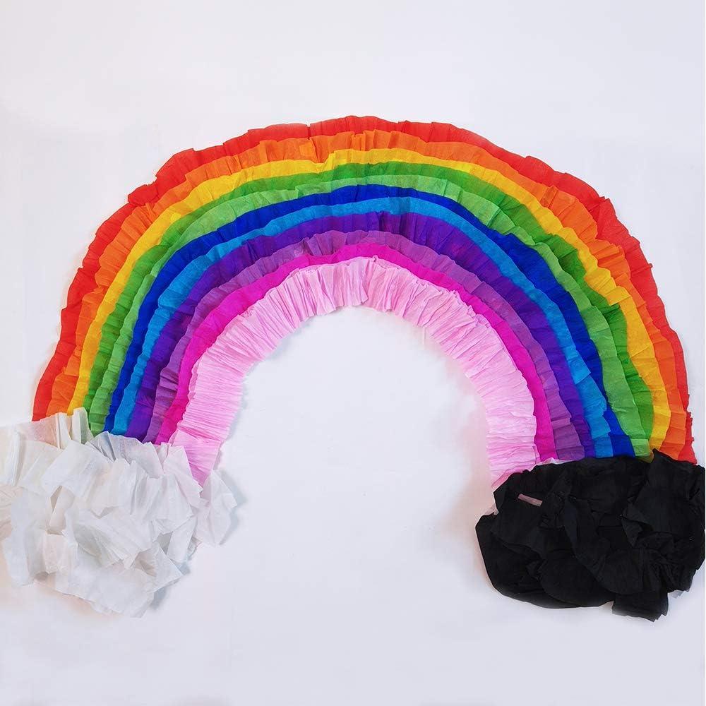 Party Streamers Rainbow Party Decorations,Crepe Paper Streamers 8 Rolls with Tinsel Curtain Party Backdrop Glitter,Set of Rainbow Streamers in