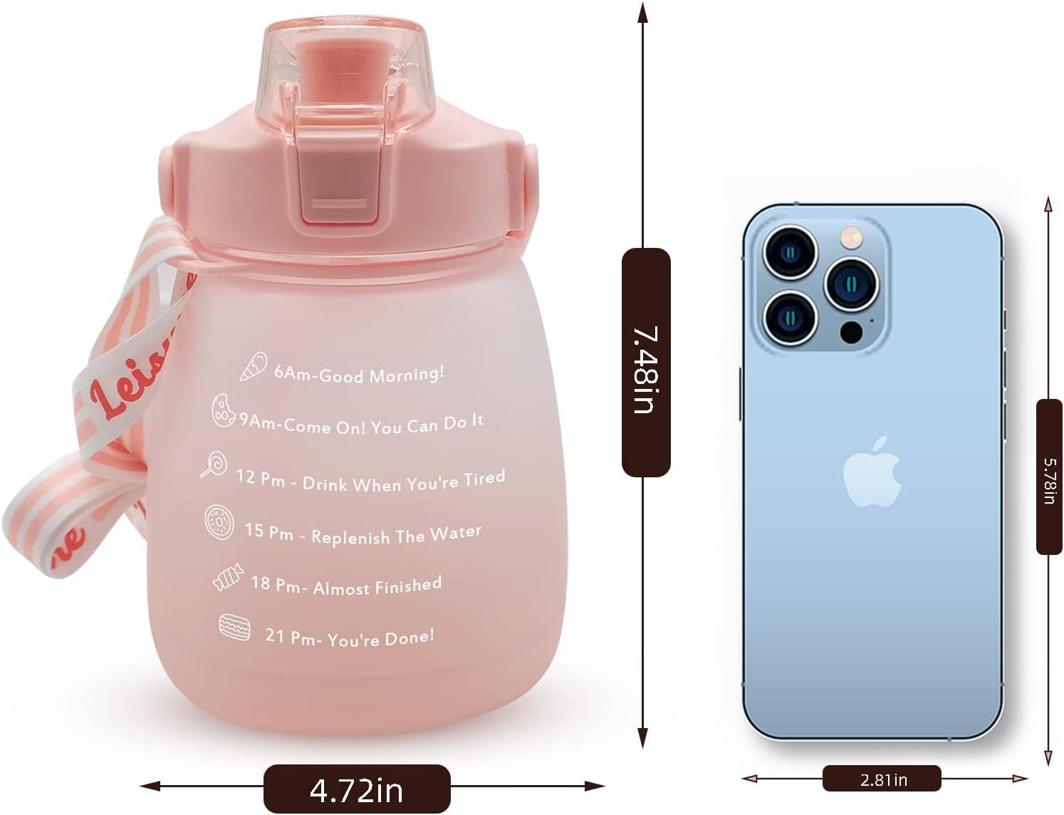 1300ml Drinking Water Bottle with Stickers Straw Cute Big Belly Water Jug  Cup