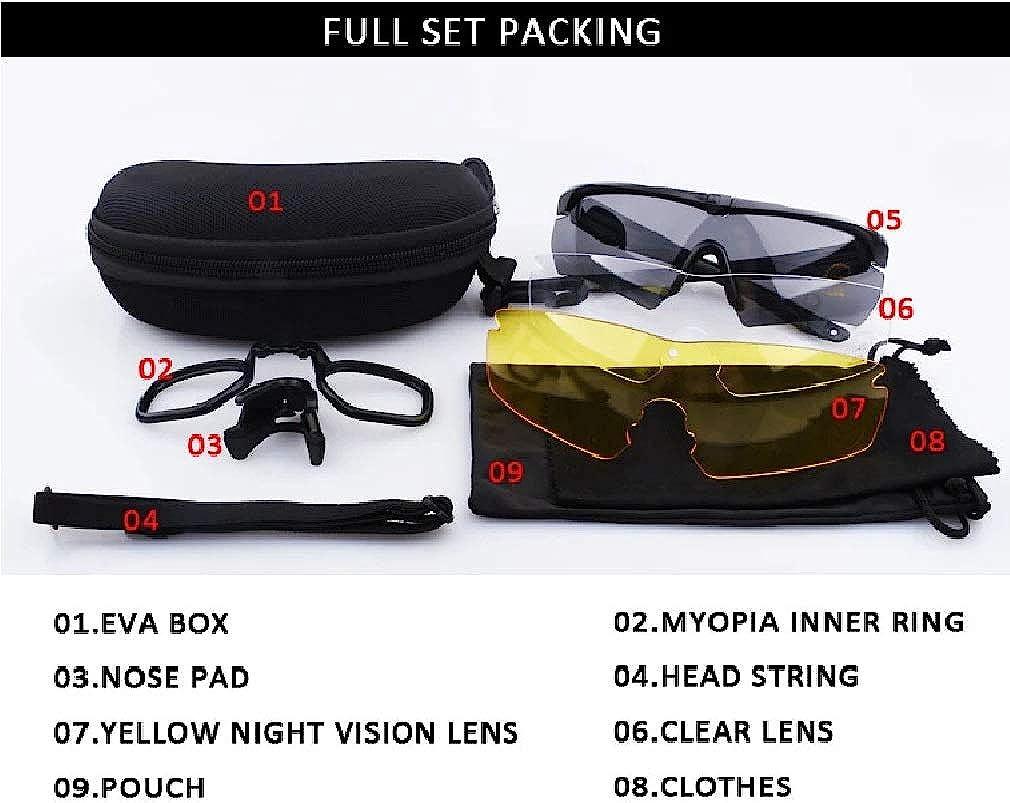 GALAXYLENSE Tactical Combat Glasses For Men - Shooting Glasses - 3 Color  Polycarbonate Replacement Lens Multi Selection Black