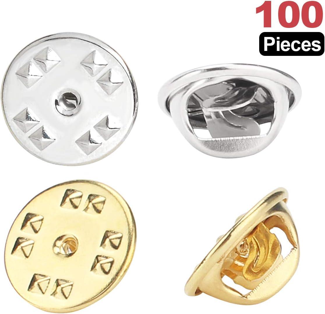 100 PCS Butterfly Clutch Metal Pin Backs Pin Backings for Lapel