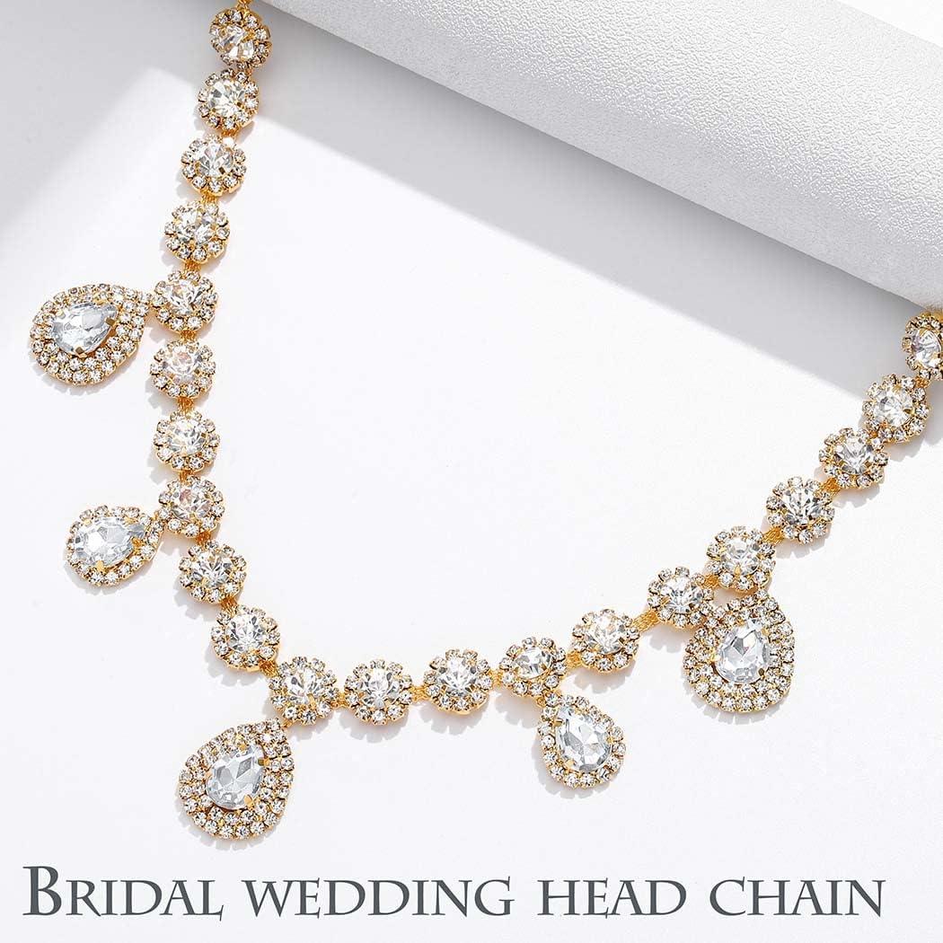 Gold Bridal headband diamond Forehead wedding hair vine Big rhinestone –  uartcrafts
