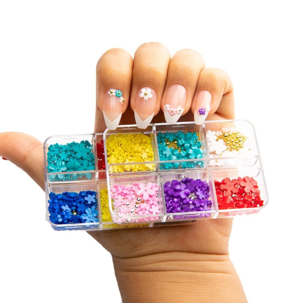 72 Pcs Neon Candy Glass Nail 3D Charms, Herat Nail Charms, 24 Pcs