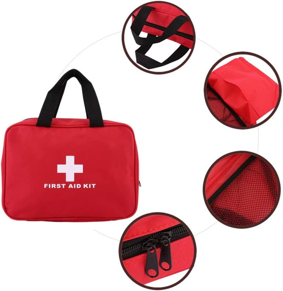 First Aid Kit for Home or Auto Packed in Compact Red Bag with Handles Mfasco
