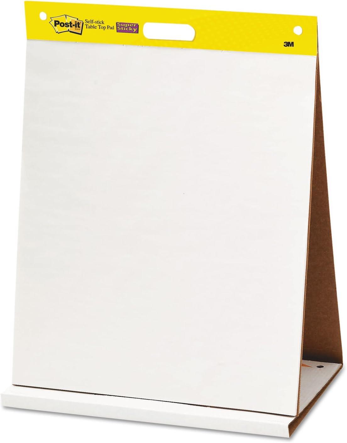 3M 563R Post it Self Stick Tabletop Easel Pad, White, Unruled - 20 sheets