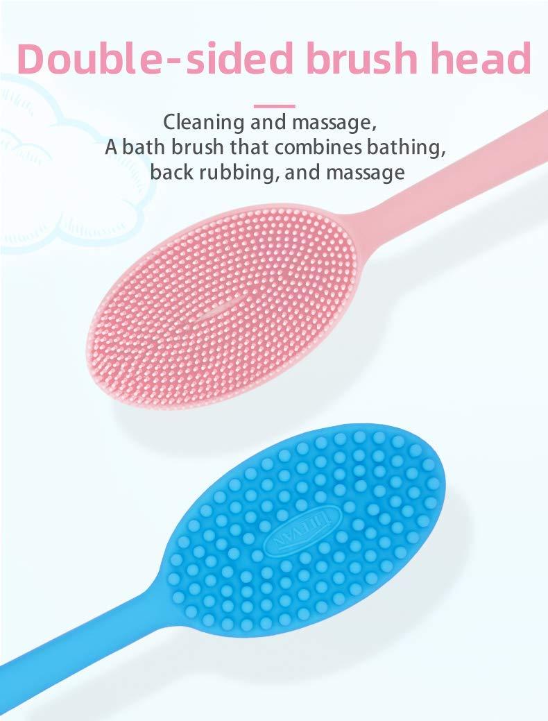 2in1 Body Bath Brush Long Handle Double-Sided Shower Back Scrubber Massage  Brush