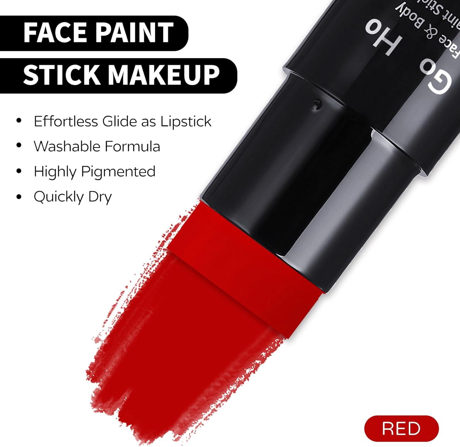 Go Ho Water Based Red Face Paint Stick Washable (1.06 Oz) Non