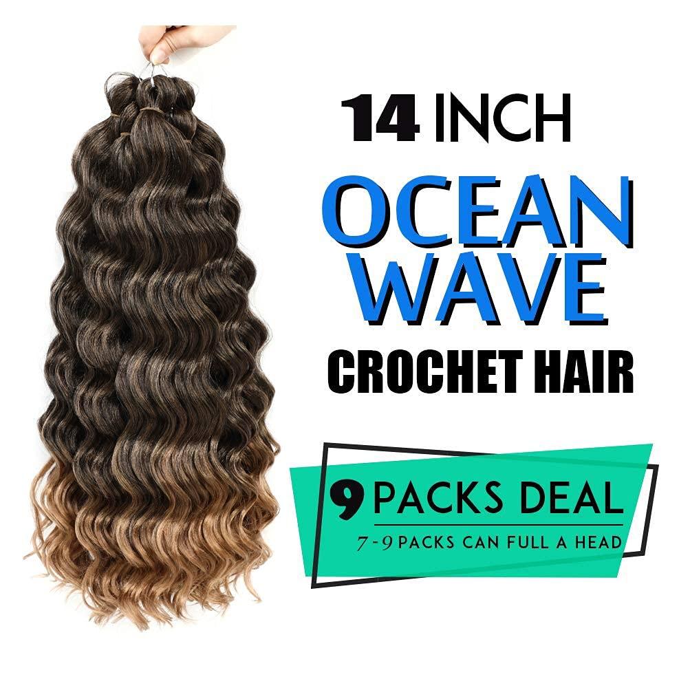 Ocean Wave Crochet Hair - 14 Inch 6 Packs Deep Wave Crochet Hair