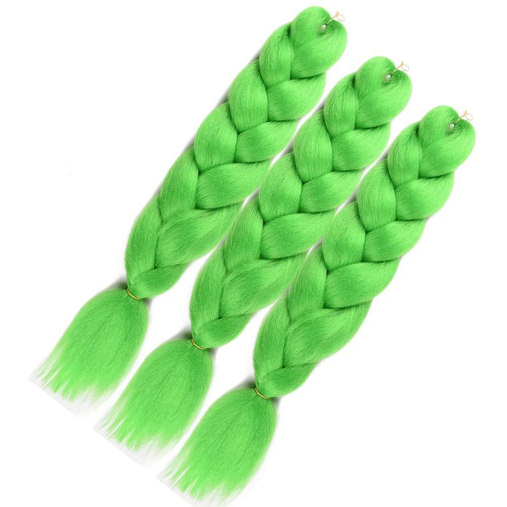 WOME Jumbo Braiding Hair Extension 24Inch Green Color Synthetic Crochet  Braids Hair High Temperature Fiber Twist Braids Extensions for Woman  (24Inch Lime) 24 Inch (Pack of 3) 24 Lime
