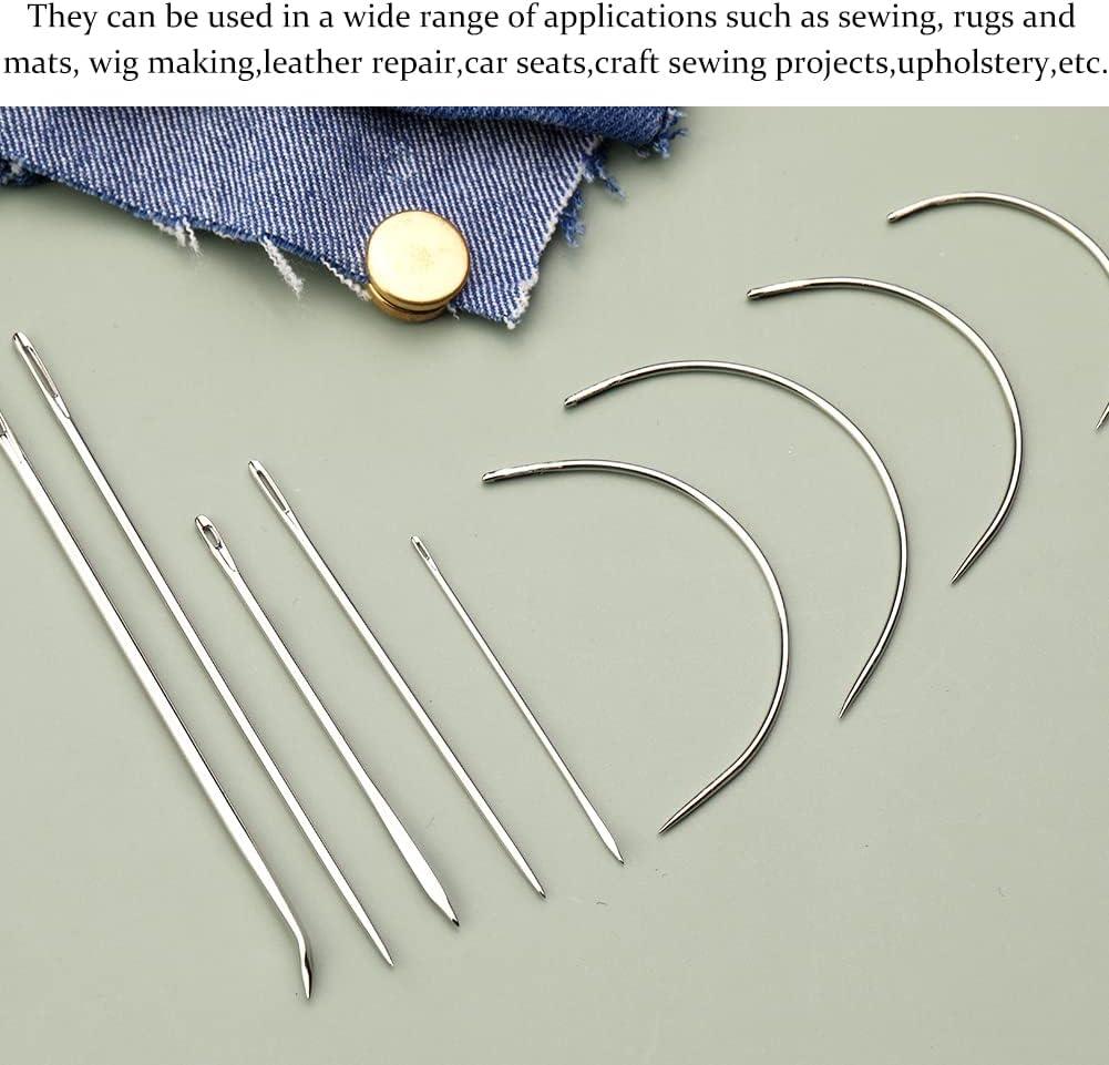 7Pcs Heavy Duty Sewing Needles Kit Includes 5 Leather Hand Sewing Needle, 2  Curved Needle, Sewing Needles for Upholstery, Hand Sewing Needle Kit for