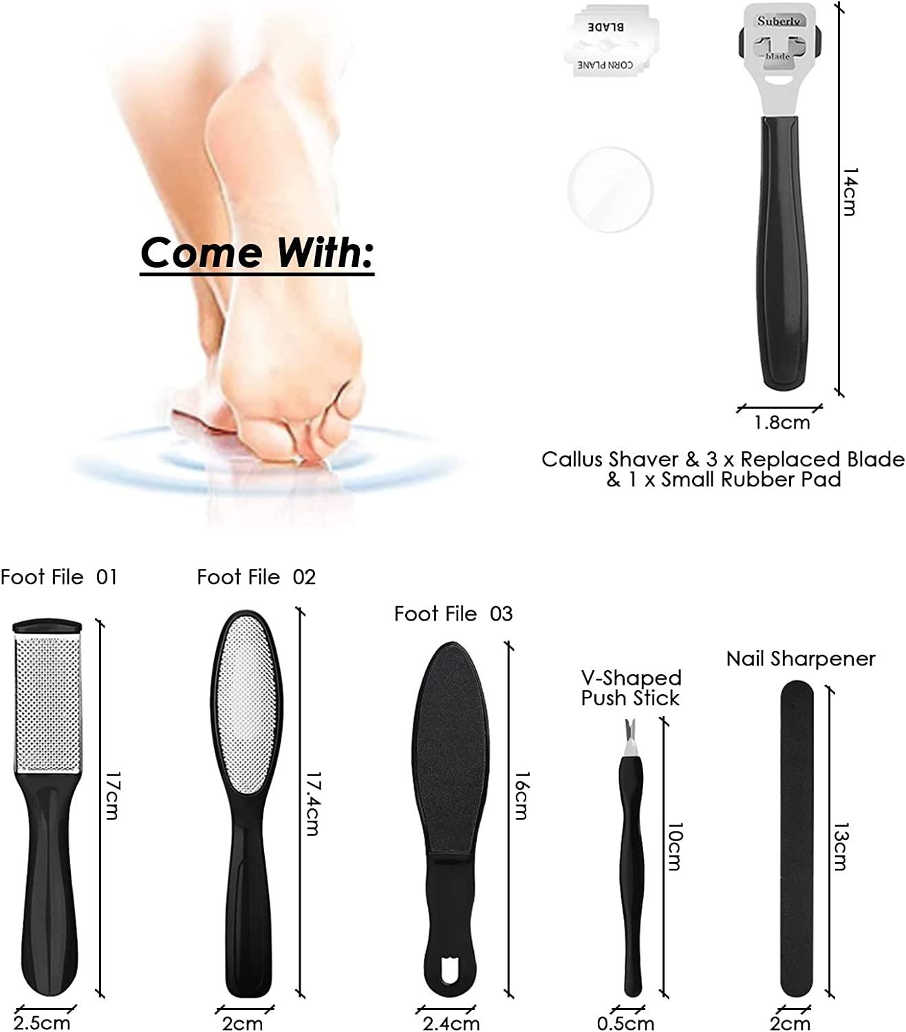 Electric Callus Remover For Feet,Rechargeable Foot File Hard Skin  Remover,Waterproof 14 In1 Professional Pedicure Kit For Cracked Heels &Dead  Skin,With 3 Roller Heads 2 Speed, Battery Display