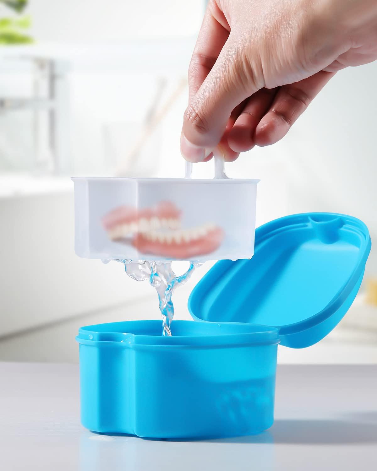 Denture Bath Case and Retainer Case | FSA HSA Approved | Denture Cleaner  Cup for Invisalign Retainers Mouthguards and Dentures Cleaner Kit with