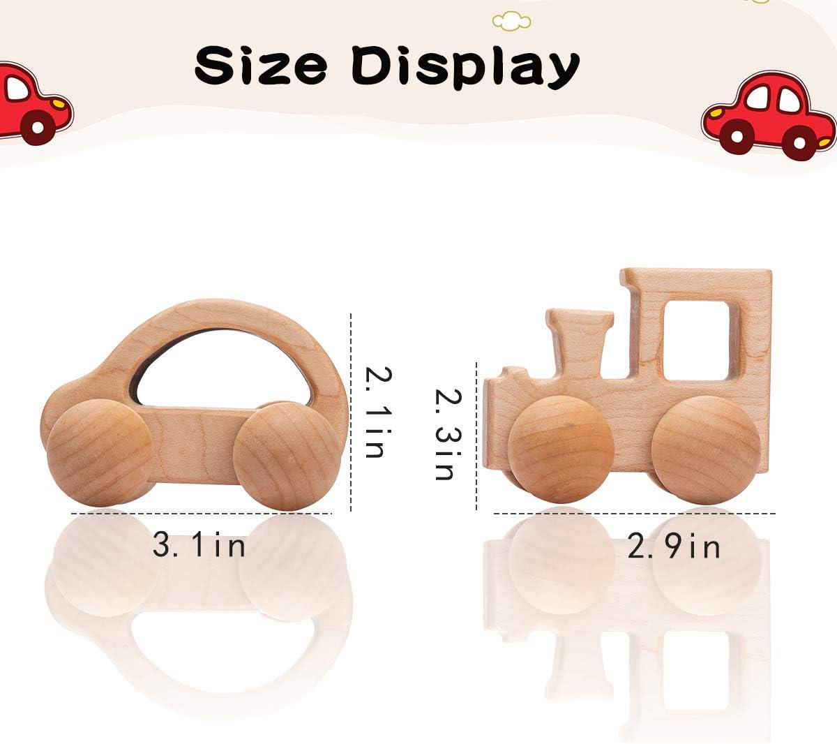 Promise Babe Wooden Rattle Push Car Toys Set Infant Wooden rattles  Interesting Toys 2 Pc Baby Vehicle Toys Hand Push Cars Montessori Natural  Wood Toys for Newborn Best Gift Car+Truck