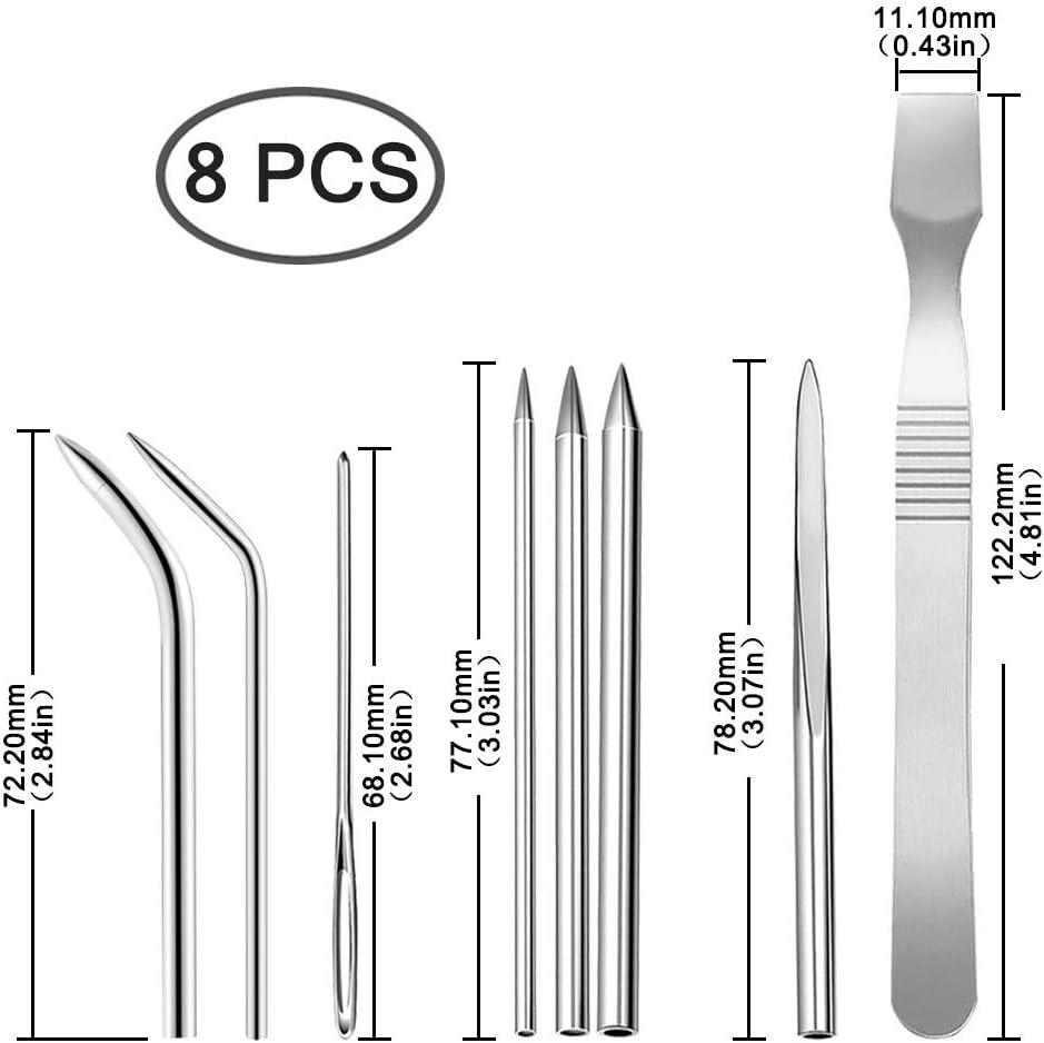 8 Pack Paracord FID Lacing Needles Sonku Stainless Steel Stitching Set with  Smoothing Tool for Laces Strings Paracord Bracelet and Leather Weaving 8  Sizes-Silver