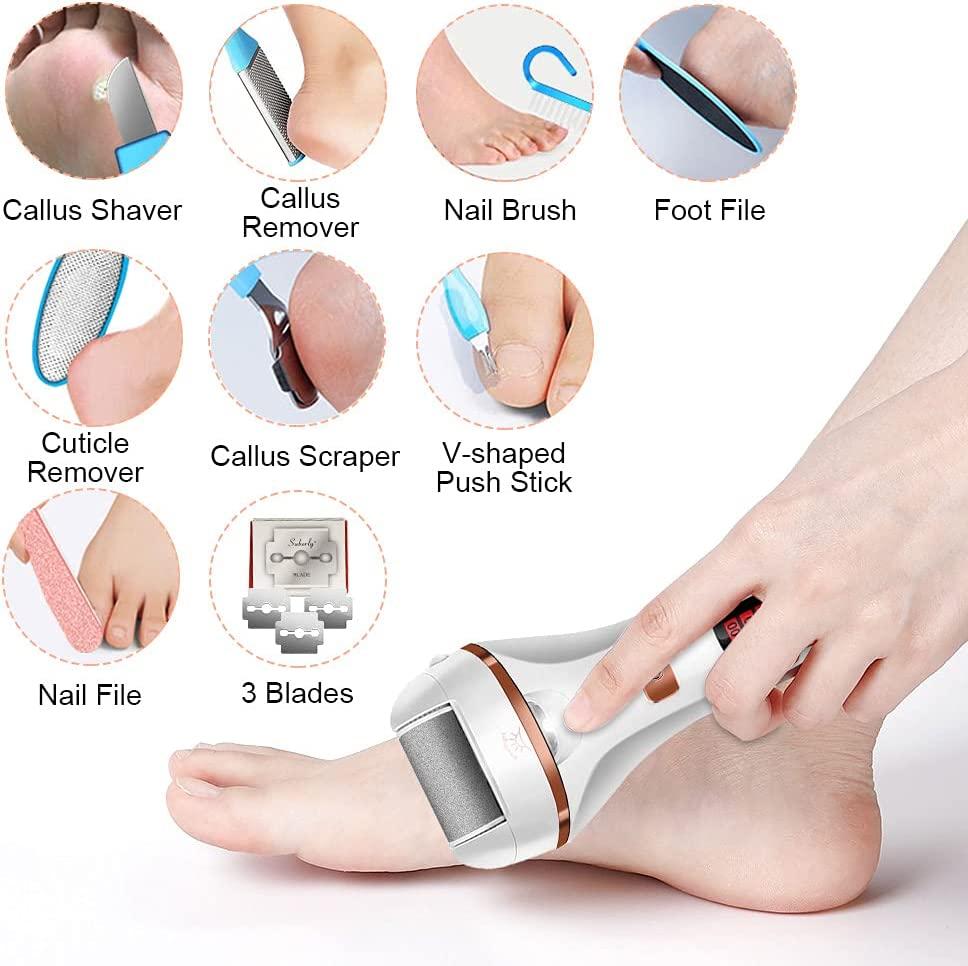 Electric Foot File Callus Remover, Rechargeable Pedicure Tools Foot Care  Kit, Callus Remover for Feet with 3 Roller Heads,2 Speed, Display for  Remove