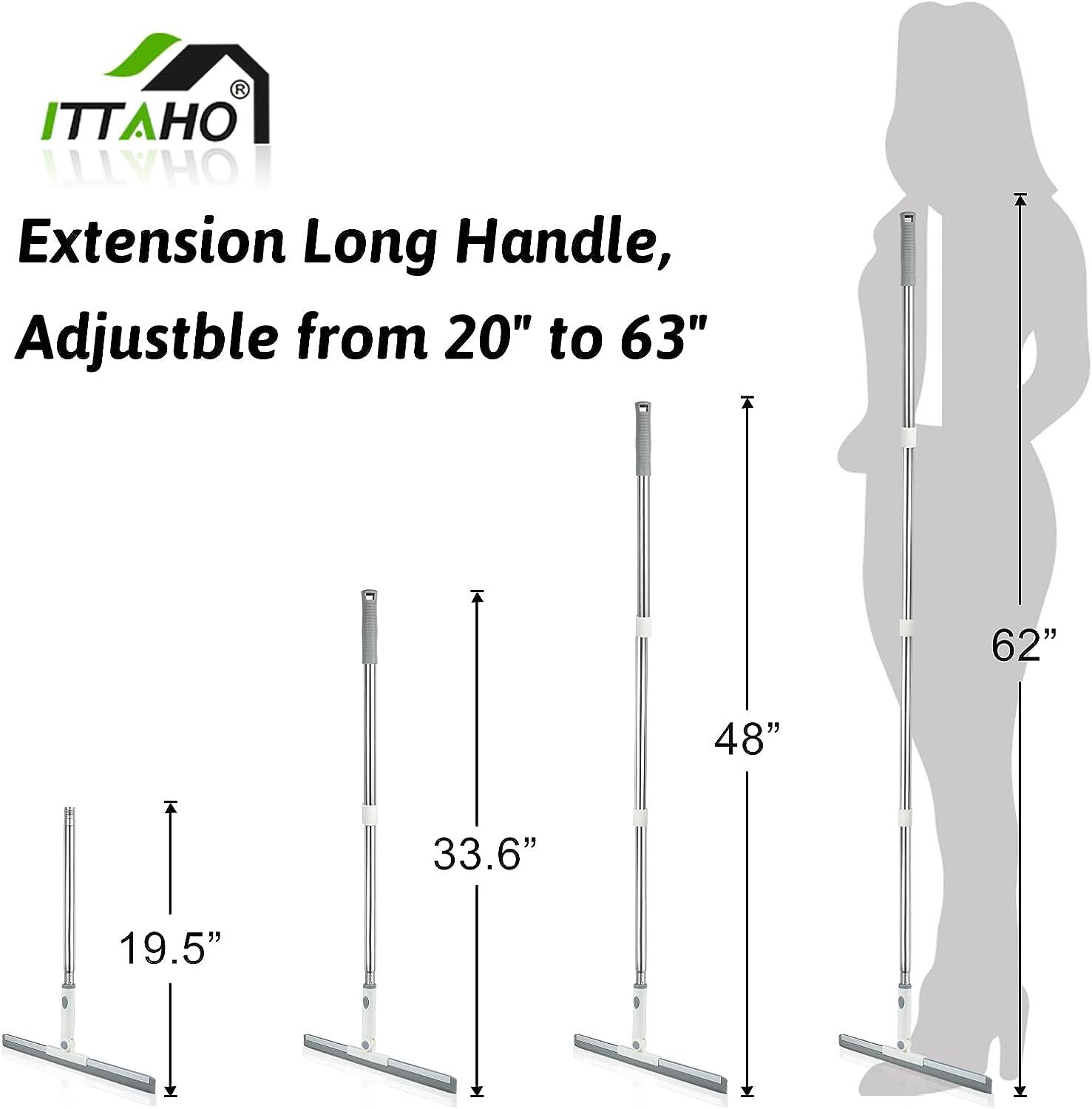 ITTAHO Floor Squeegee with Long Handle, 20 Silicone Squeegee with Alu