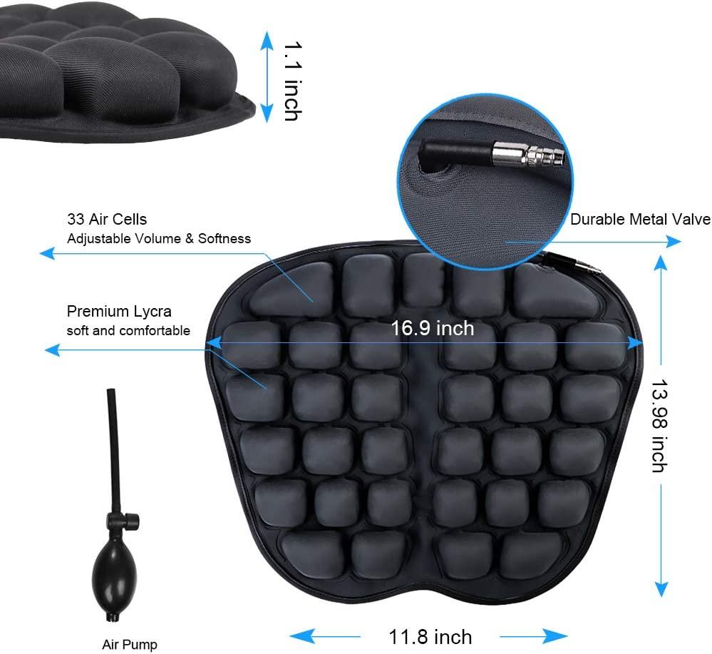 Air Inflatable Seat Cushion for Car Seat Office Chair Wheelchair - U-Shaped  Tailbone Pain Relief Pad - Coccyx Cushion Sciatica Pillow (Black)