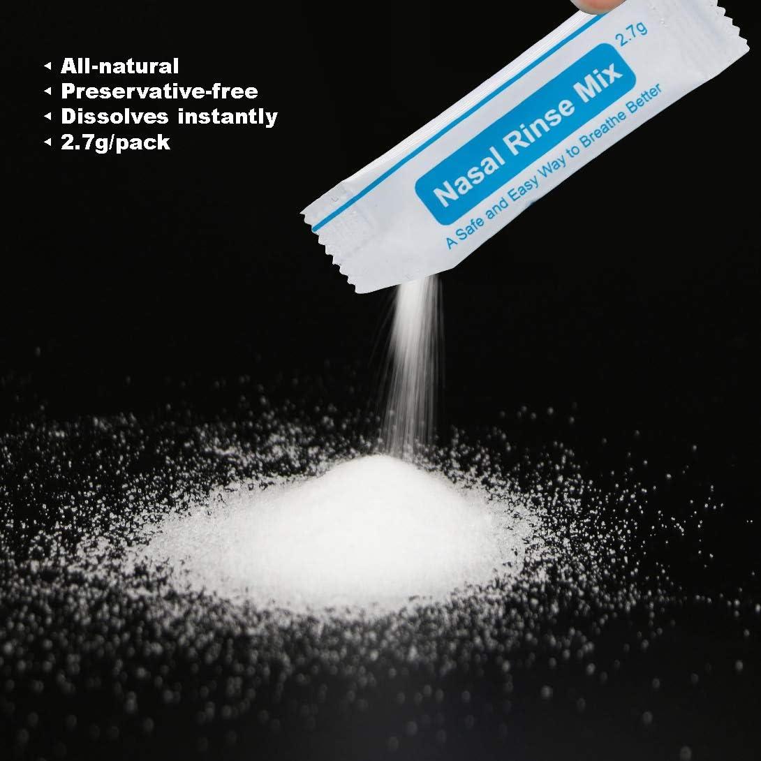 TONELIFE 80 Count Nasal Rinse Mix + 2 Nose Sprayer - Nasal Salt 2.7g Each  Pouch, Refill Kit, 80 Buffered Salt Packets