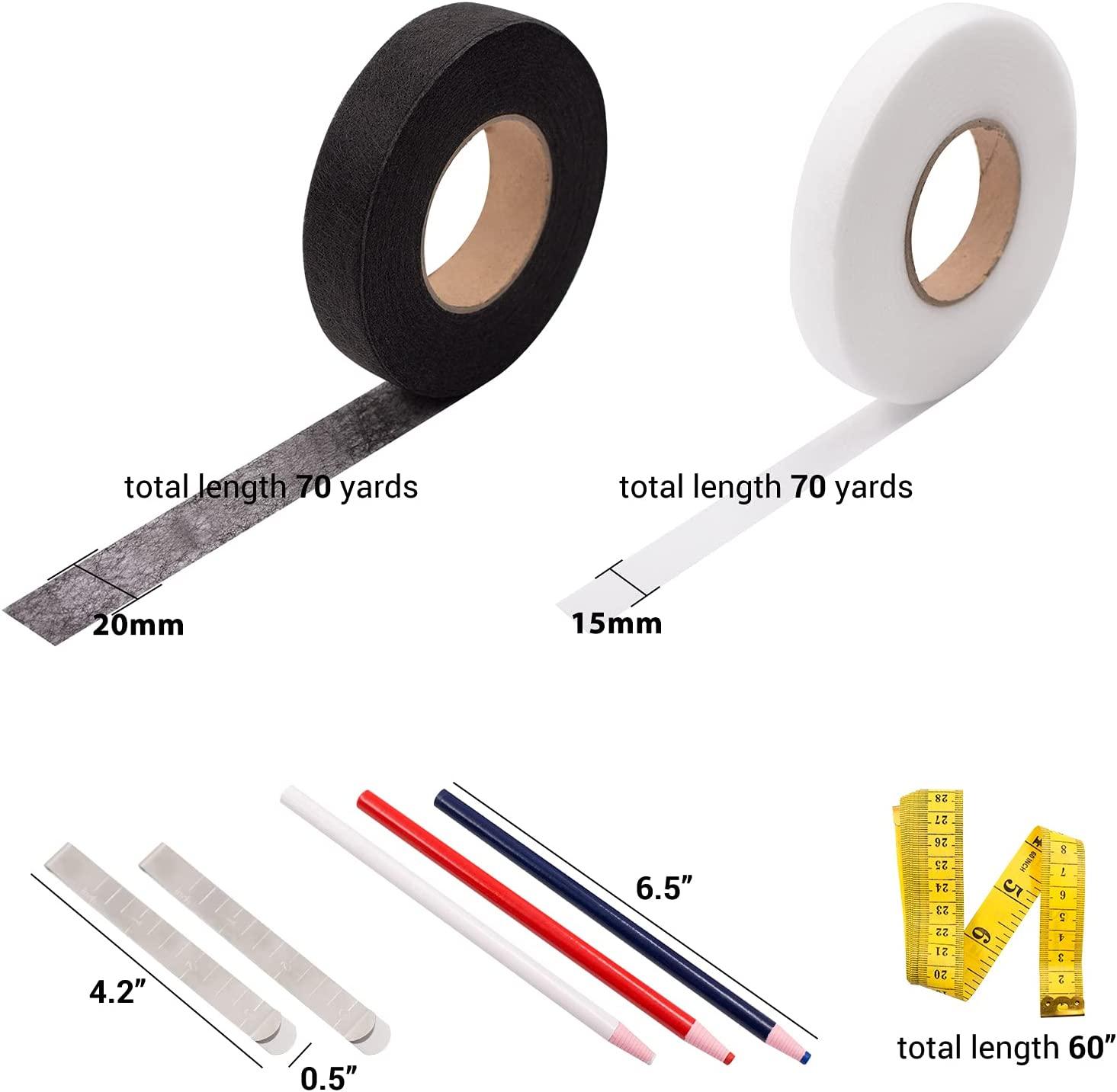 Outus 2 Rolls Fabric Fusing Tape Adhesive Hem Tape Iron on Tape Each 1/2  Inch (Black,27 Yards Each)