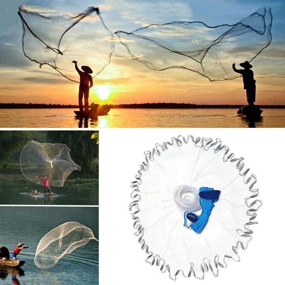 Buy Yeahmart American Saltwater Fishing Cast Net for Bait Trap Fish 4ft  Radius with Heavy Duty Real Zinc Sinker Weights and Aluminum Frisbee,  3/8inch Mesh Size Online at Low Prices in India 