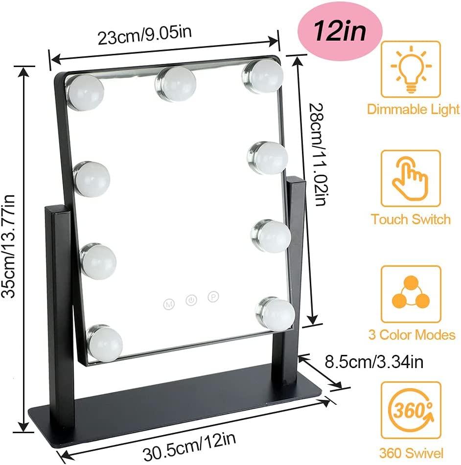 Hollywood Vanity Makeup Mirror 3 LED Light Modes, Dimmable, Touch