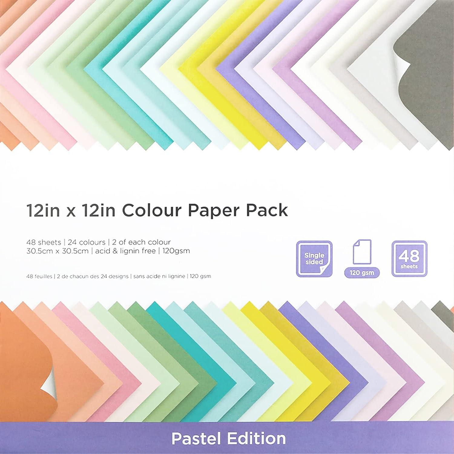 Livholic 48 Sheets Pastel Color Scrapbook Paper 12x12 Inch 24 Assorted  Colored Card stock 120gsm 32lb Rainbow Paper for Cardmaking, Assorted Color