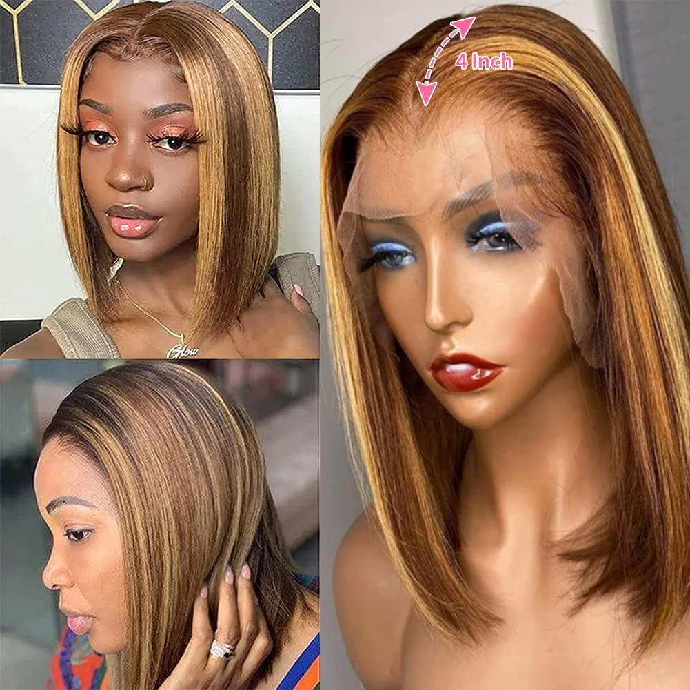 Highlight Ombre Bob Wig Human Hair 13x4 HD Lace Frontal Pre