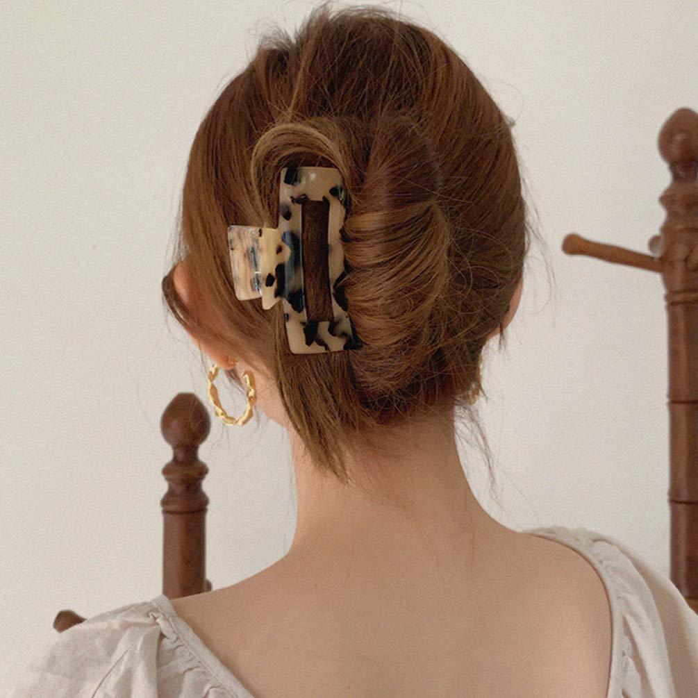 Elegant Tortoise Hair Claw for Girl Women Hollow Rectangle 