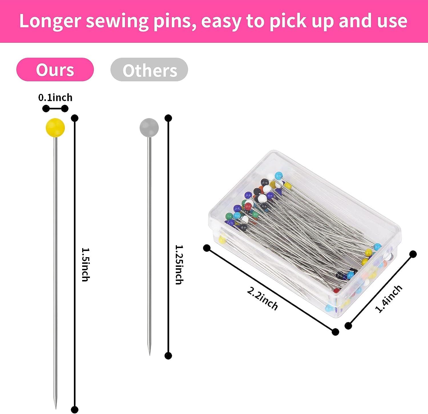 800pcs Sewing Pins for Fabric - Cuttte 8 Boxes Straight Pins with Colored  Ball Glass Heads 1.5
