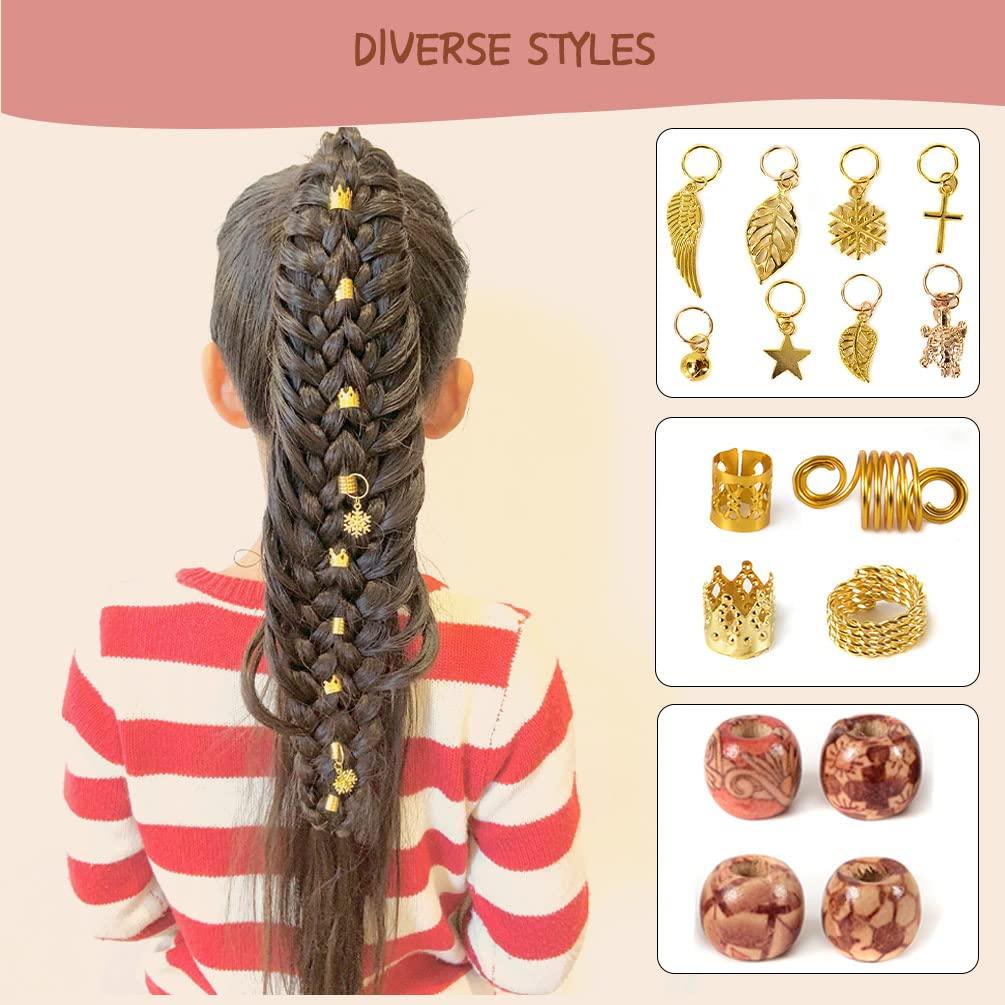 Hair Jewelry for Braids 241 Pcs Loc Jewelry for Hair Dreadlocks Multiple  Styles Gold Silver Metal Hair Cuffs Braid Accessories for Black Women